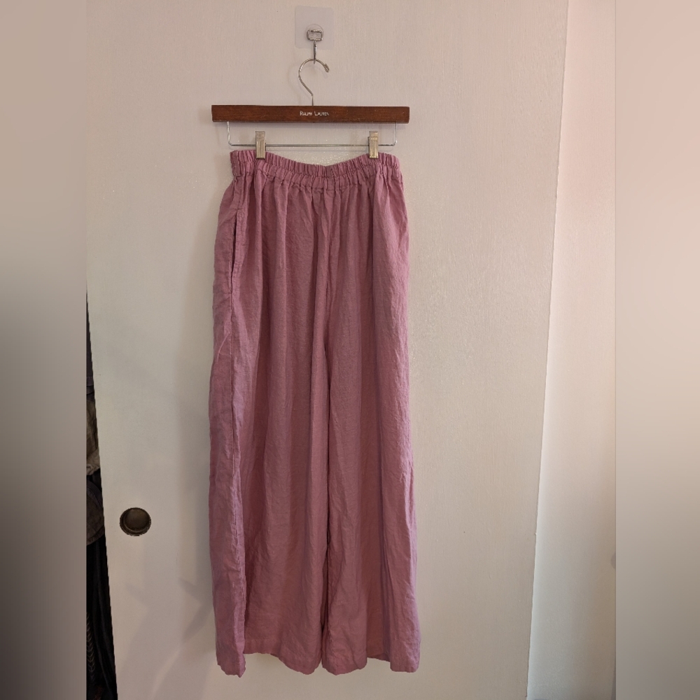 Pink Wide leg linen Pants